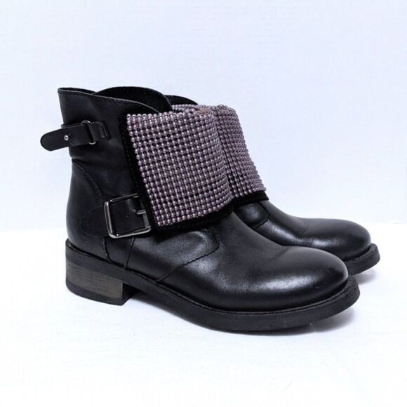 NaNa Black and Purple Moto Boots - Picture 1 of 9